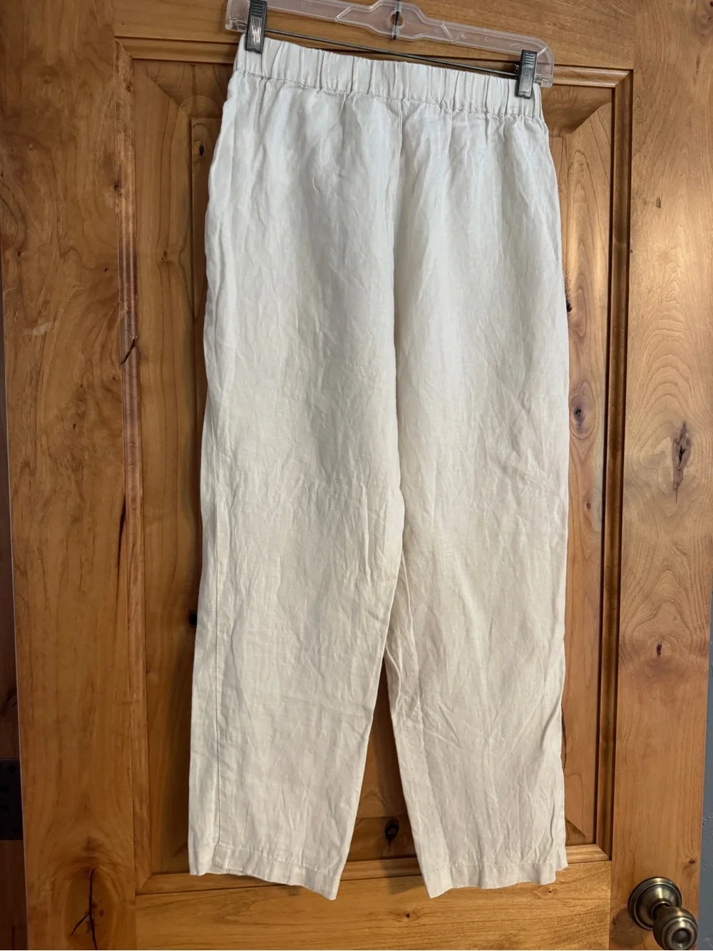 Quince Cream Linen Blend Elastic Waist Pants